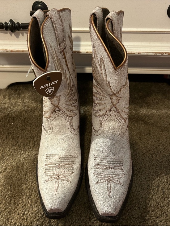 Ariat Shoes - Ariat Men’s Metallic Silver Cowboy Boots with Brown Stitching
